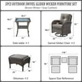 thumbnail image 3 of Opohoro 5-Piece Outdoor Conversation Set with Swivel Rocking Chairs, Ottomans & Side Tables, Brown/Gray, 3 of 13