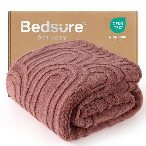 Manta de forro polar rosa Bedsure, 127 x 178 cm, acogedora y suave