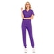 thumbnail image 1 of Conjunto de uniforme de trabajo de enfermera dividido con cuello en V, manga corta, bolsillo, ropa de enfermería deportiva de color sólido para el cuidado médico, 1 of 5