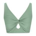 thumbnail image 4 of Siilsaa Bikini Tops for Women Cropped Tankini Tops Beach Padded Knot Twist Cut Out Adjustable Tank Swimwear Top Only Green,XL, 4 of 4