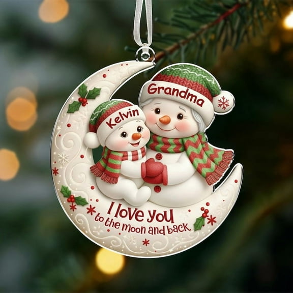 Personalized Grandma Christmas Ornament, Snowman Family Ornament with Grandkids' Names, Christmas Gift for Grandma, Custom Grandkids Ornament