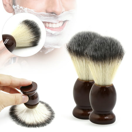 2pcs Vintage Brown Soft Badger Hair Shaving Brushes for Men Wet