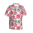 thumbnail image 3 of Xecao Rose Flowers print Hawaiian shirt - a stylish short-sleeve button-down for men, perfect for casual beach and tropical outings., 3 of 9