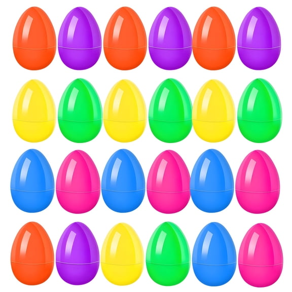 BESTSKY 24Pcs Easter Eggs Empty,Party Refillable Ornament Easter Eggs,Twistable Design Spacious Plastic Easter Eggs Easter Basket Stuffers,2.36*1.57"