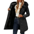 thumbnail image 3 of Womens Long Winter Warm Coat Fleece Lined Puffer Jackets with Hood Zip up Windproof Thicken Quilted Outerwear New Business Casual Jackets for Women Black XXL, 3 of 8