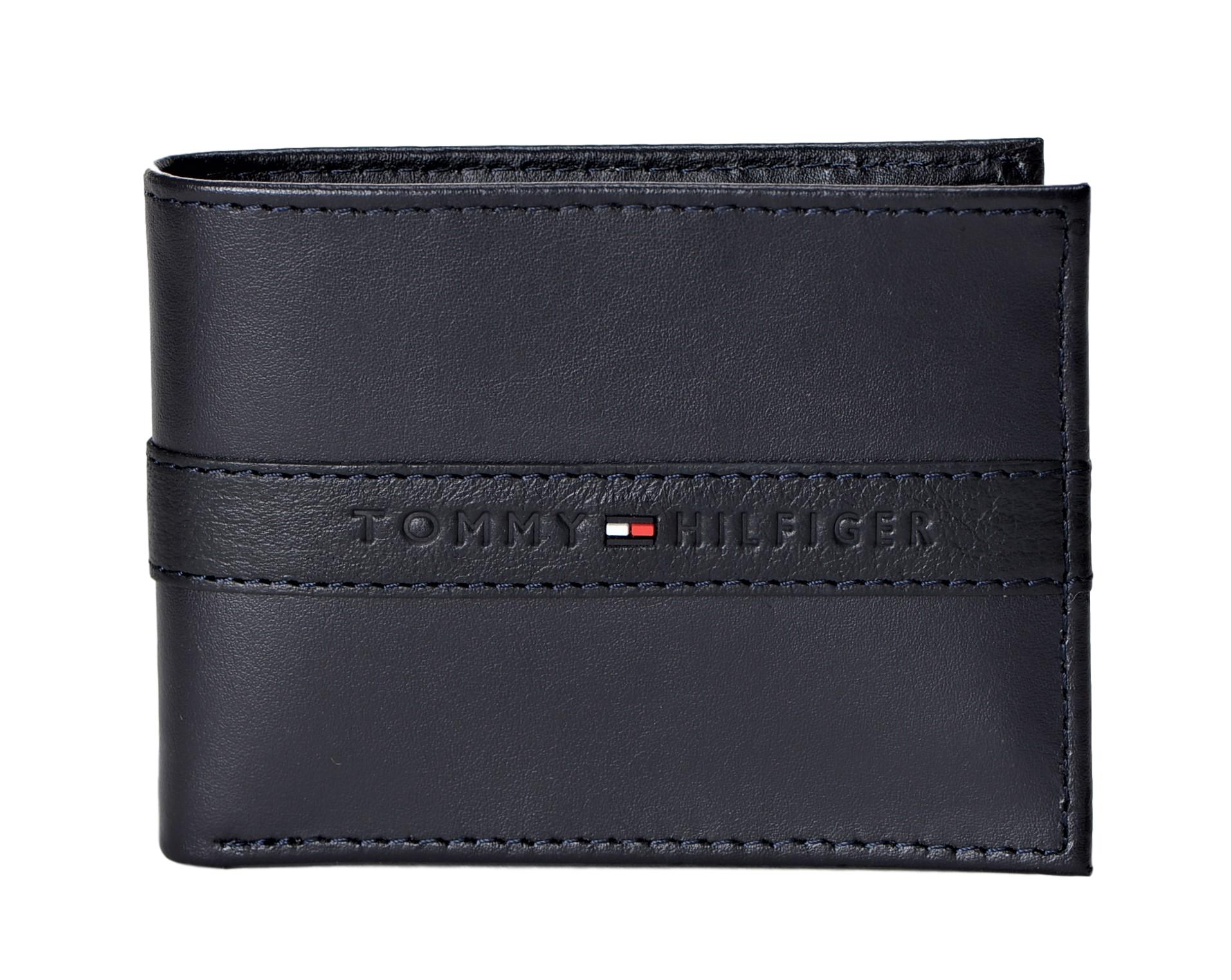 Tommy Hilfiger Men's RFID Blocking Leather Passcase Wallet Navy - image 1 of 7