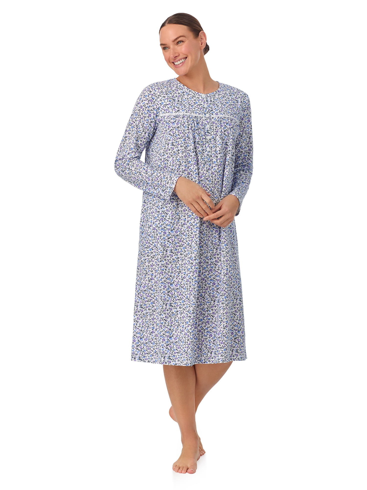 Aria Women’s 100% Cotton Long Sleeve Ballet 44" Nightgown, Sizes XS-5X