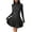 Black, variant on Women's Mock Neck Long Sleeve Bubble Hem Dress with Ruched Stretch 94% Polyester 6% Elastane for a Flattering Fit