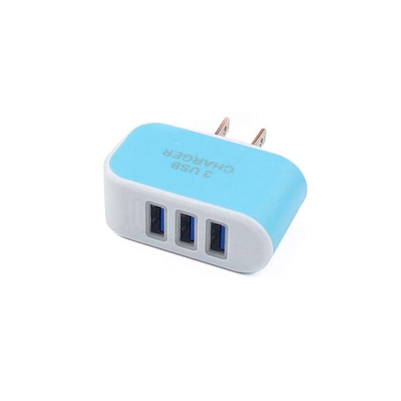Seitruly USB Universal de 3 puertos para teléfono móvil, de enchufe europeo/estadounidense, adaptador de de pared Cargadores de dispositivos electrónicos específicos Azul