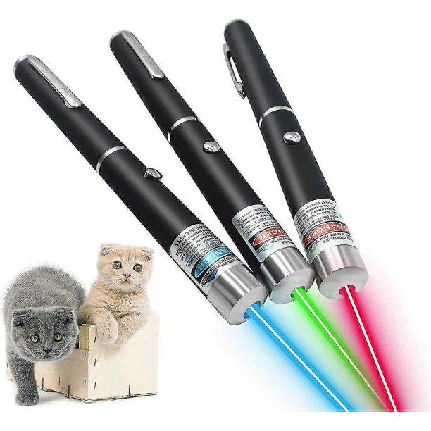 Ssrgv - Bolígrafo de juguete con puntero láser de largo alcance, 3 unidades, color verde, rojo y violeta, para enseñanza interactiva en interiores, juguetes para gatos al aire libre, puntero láser par