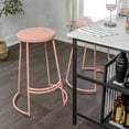 thumbnail image 2 of Hula 28.75" Modern Designer Iron Curved Backless Bar Stool, Pink Frame, 2 of 9