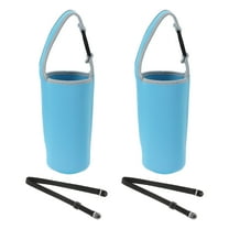 Uxcell 30oz Tumbler Carrier Holders with Shoulder Strap, 2 Pack Neoprene Coffee Mug Water Bottle Sleeve, Blue