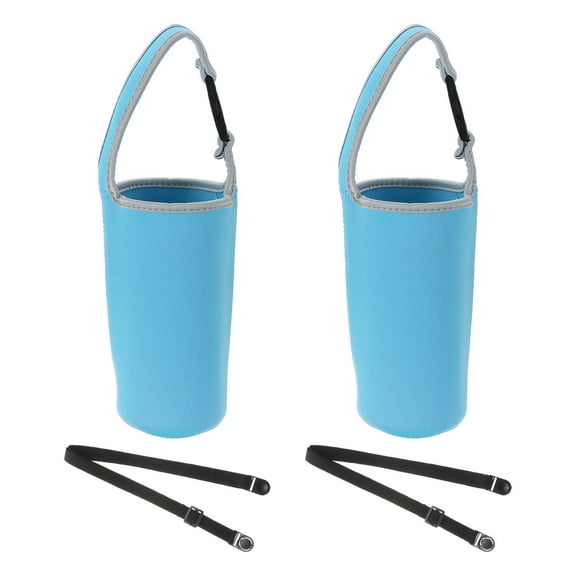 Uxcell 30oz Tumbler Carrier Holders with Shoulder Strap, 2 Pack Neoprene Coffee Mug Water Bottle Sleeve, Blue
