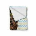 thumbnail image 2 of Yorkie Soft Flannel Fleece Throw Blanket, Brown Yorkie with Evenr Buckle on Its Head Drawing on Chevron Backdrop, Cozy Plush for Indoor and Outdoor Use, 50" x 60", Chestnut Brown, by Ambesonne, 2 of 6