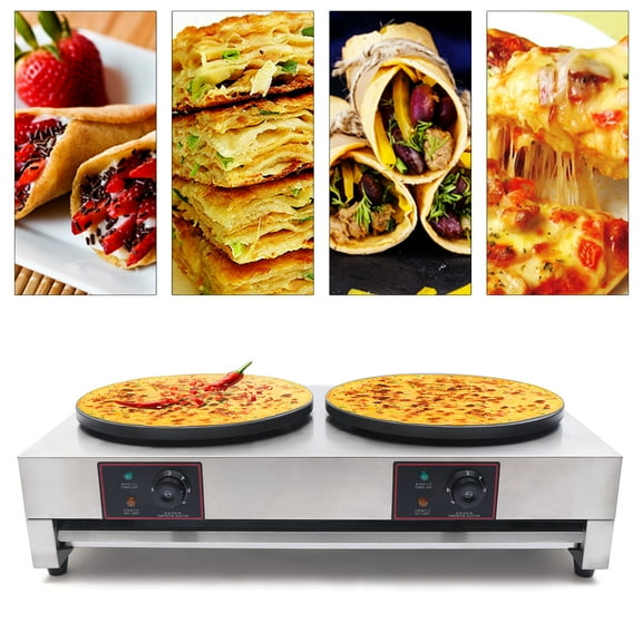 Toolven Crepe Maker Machine with 3.4kw Power, Stainless Steel Heater, Non-Stick Coating, Accurate Temperature Control (122-572℉), Ideal for Making Crepes and Pancakes