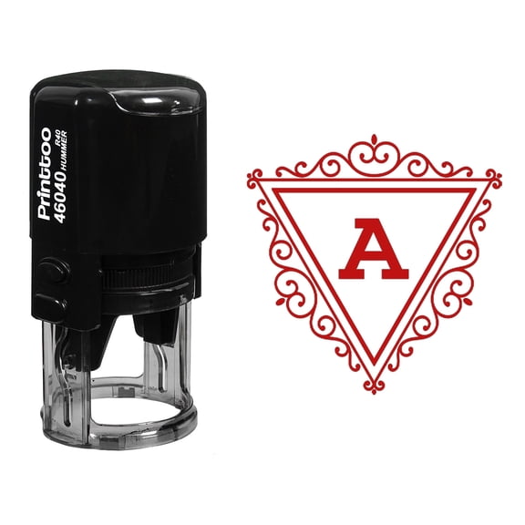 Printtoo R-40 Swirl Border Triangle A Alphabet Monogram Initial Self Inking Rubber Stamp Office Stationary