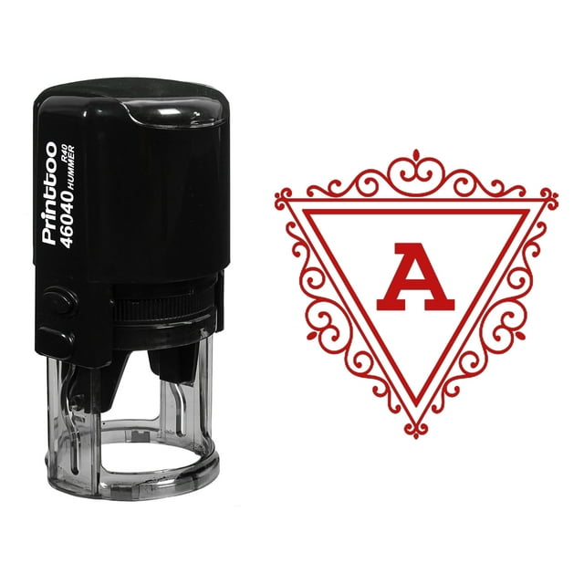 Printtoo R-40 Swirl Border Triangle A Alphabet Monogram Initial Self Inking Rubber Stamp Office Stationary