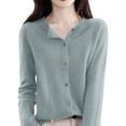 thumbnail image 6 of Stichou 2026 Wool Sweaters Women's Winter Spring Warm Soft Knitted Crew Neck Cardigan Turtleneck Long Sleeves Mint Green L, 6 of 6