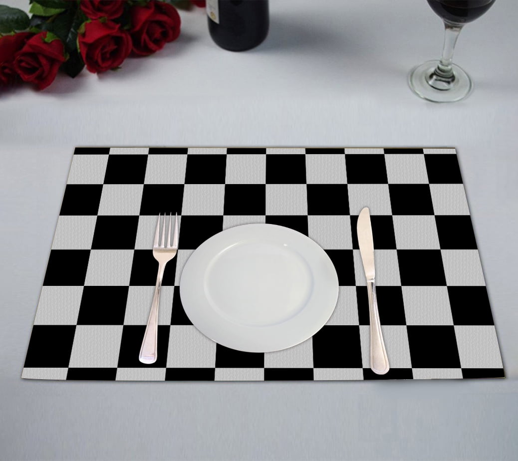 GCKG Checkered Placemat,Black White Checkered Pattern Table Placemat
