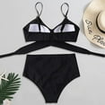 thumbnail image 3 of Pisexur Women's Push Up Bathing Suits Ruched Swimsuits Halter Bandage Two Piece Bikini High Waisted Bikini, 3 of 5
