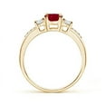 thumbnail image 2 of ANGARA Natural Classic Oval 1 ct Ruby and Diamond Three Stone Engagement Ring in 14K Yellow Gold for Women (Size-7x5mm) | July Birthstone, Anniversary, Jewelry Gift for Women | Natural Ruby Ring, 2 of 8