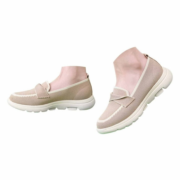 Leozcaa Loafers for Women Comfortable Slip on Work Flats Shoes Knit Light Dressy Casual Walking Shoes