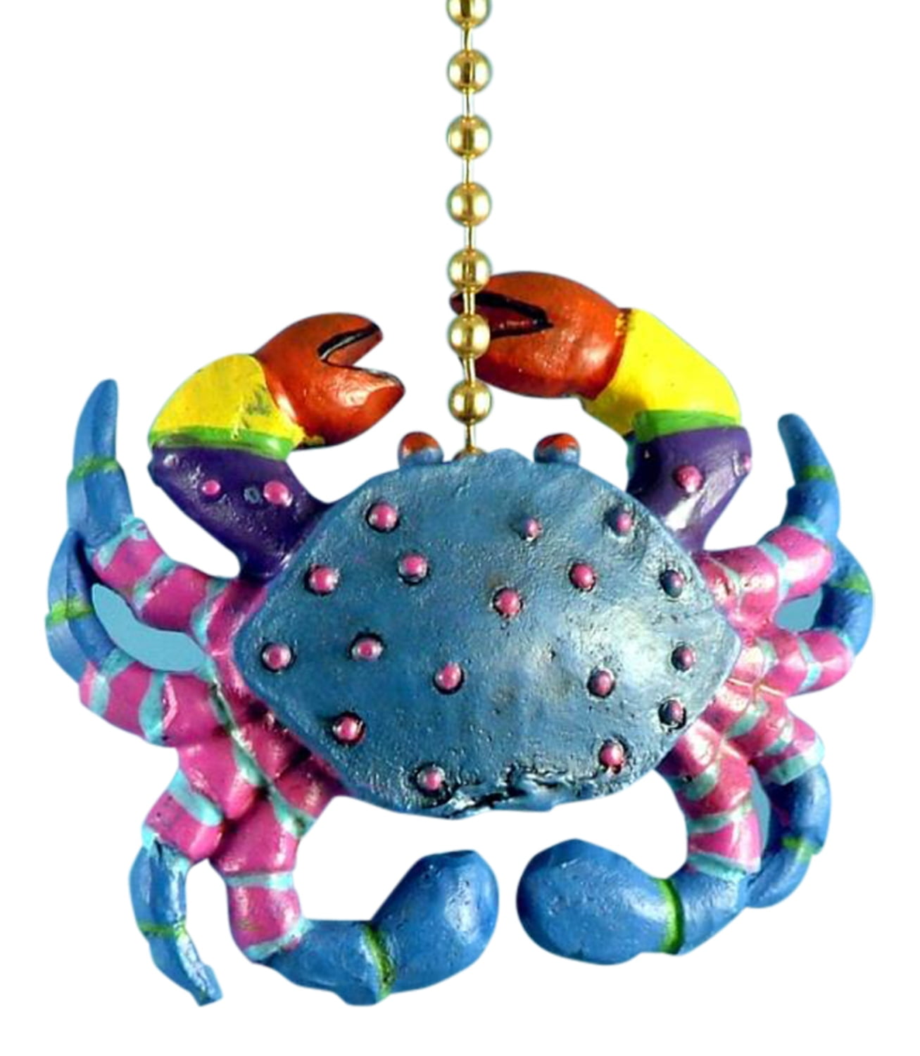 Whimsical Blue Crab with Pink Legs Fun Ceiling Fan Light Pull Three Dimensional