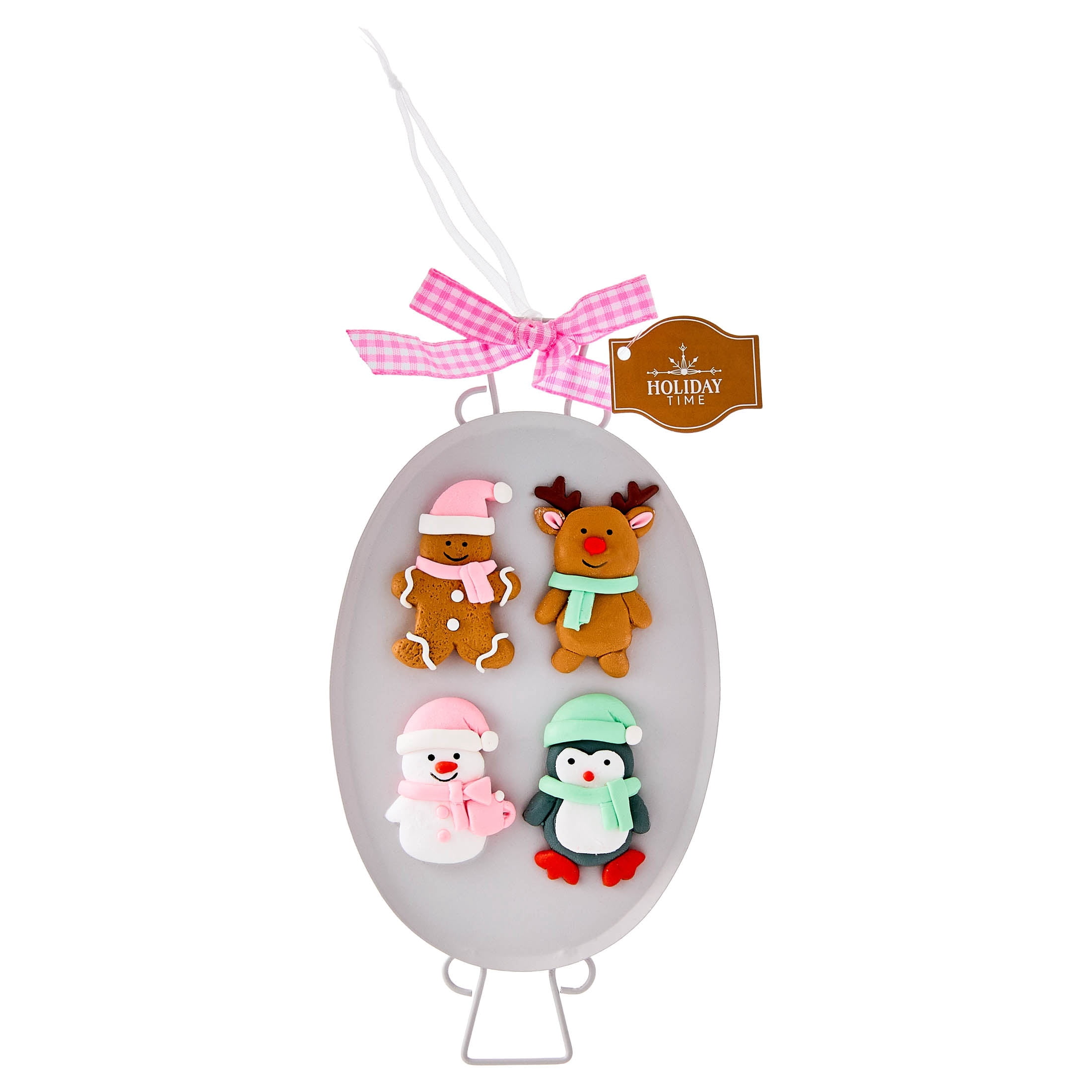 Multicolor Clay Dough Gingerbread Characters Christmas Ornament, 6.8", by Holiday Time