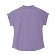 thumbnail image 4 of Lmnyox Girl's Shirts Summer Short Sleeve V Neck Button Fashion Tops Casual Fashion Cotton Linen Tees Blouses, 4 of 7