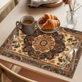 thumbnail image 3 of Retro Boho Flower Placemats Set of 12 Orange Multi Traditional Oriental Place Mats Indoor Wipeable Table Mats Washable Cloth Dining Table Placemats for Kitchen Holiday Party Home Decor 13x19 Inch, 3 of 9