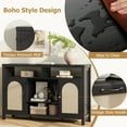 thumbnail image 4 of Senfot Wine Cabinate, Rattan Farmhouse Liquor Sideboard with Wine Racks,Boho Sideboard Buffet with Storage, Coffee Bar Shelves for Home Living Dining Room Entryway,Black, 4 of 7