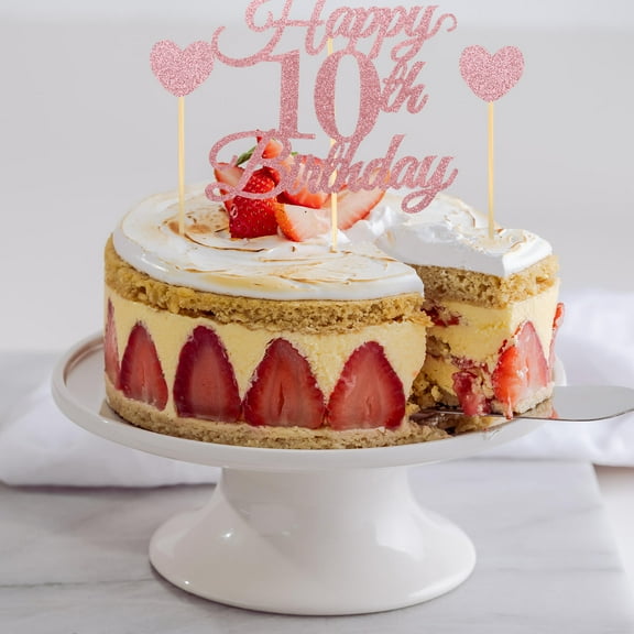 FRCOLOR Pink Paper and Wood Cake Decorations with Creative Picks for Birthday