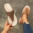 thumbnail image 5 of Viluyesy Womens Flip Flops, Wide Width Arch Support Rhinestones Casual Elegant Beach Slippers Brown, 5 of 9