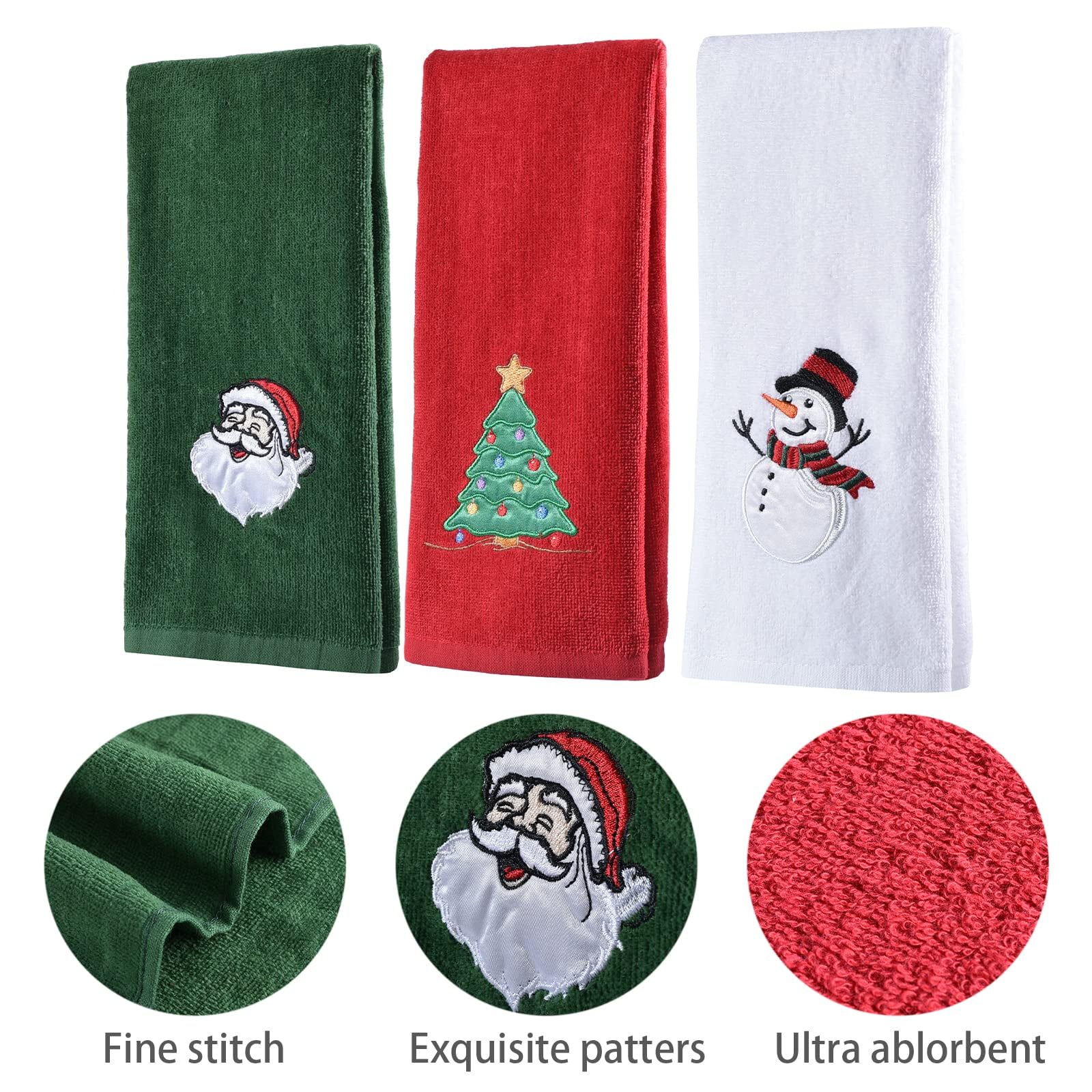 3 Pack Christmas Hand Towels Washcloths 13x18 in, Embroidered Kitchen Dish  Towels for Cleaning Drying, Cotton Christmas Towels Face Wash Cloth for  Holiday Decor Towels Gift 