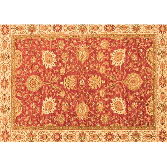 Ahgly Company Indoor Rectangle Oriental Orange Modern Area Rugs, 2' x 5'