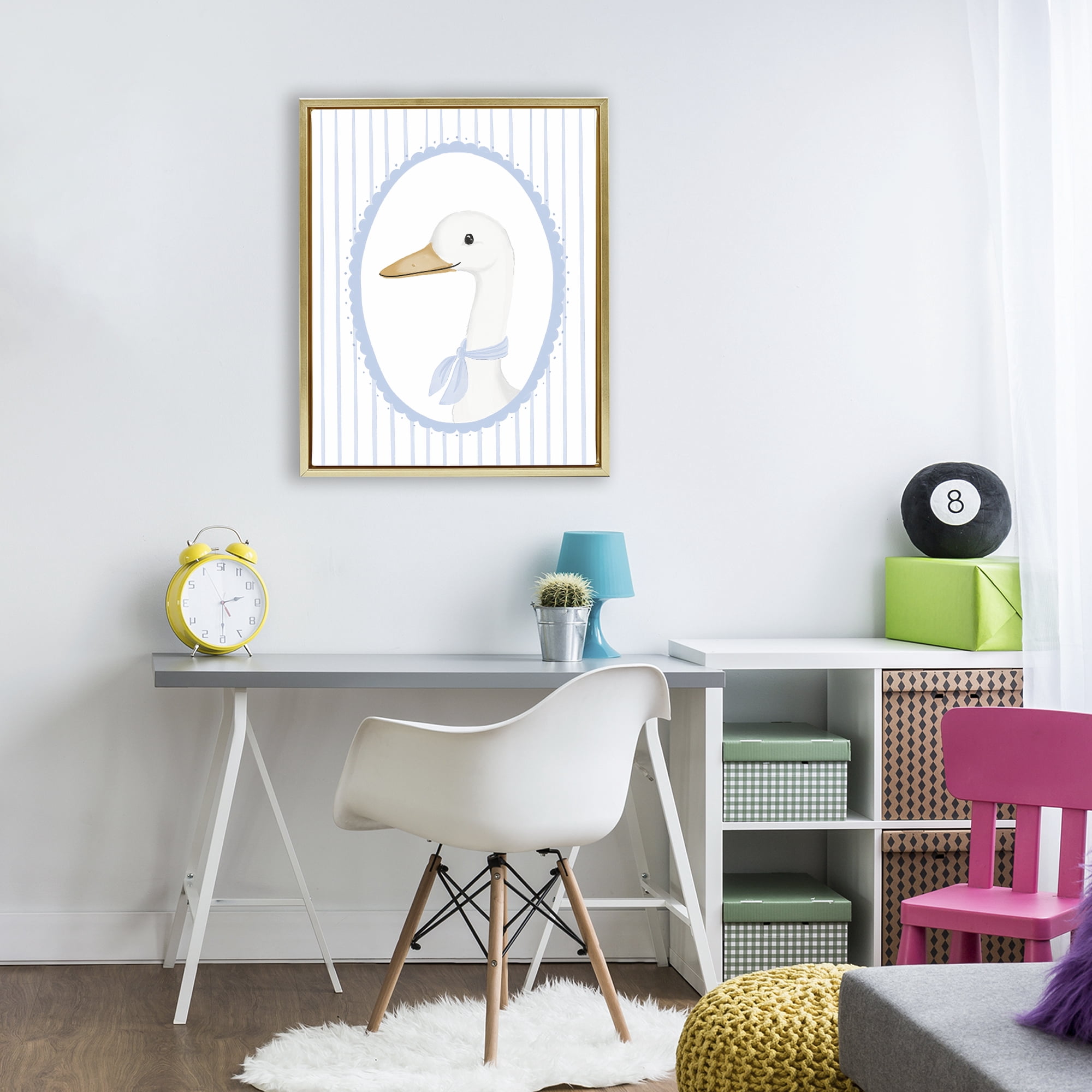 Stupell Industries Dainty Bordered Duck Gold Framed Floater Canvas Wall Art, design by Cherrywood Lane