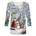 thumbnail image 4 of larppty 3/4 Length Sleeve Womens Tops V Neck Xmas T Shirts Dressy Casual Basic Tees 2025 (White, L), 4 of 4