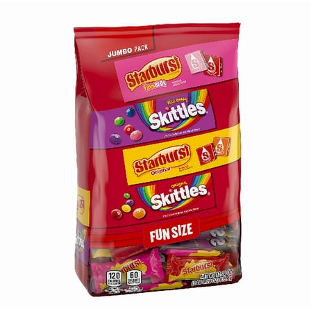Starburst & Skittles Fun Size Variety Mix – 80 Count Bulk Bag, 32.28 oz – Assorted Fruit Flavors