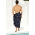 thumbnail image 3 of LA LEELA Men's Swimwear Beach Summer Pareo Long Sarong Wrap One Size Blue, Leaves Vacation Holiday Aloha, 3 of 5