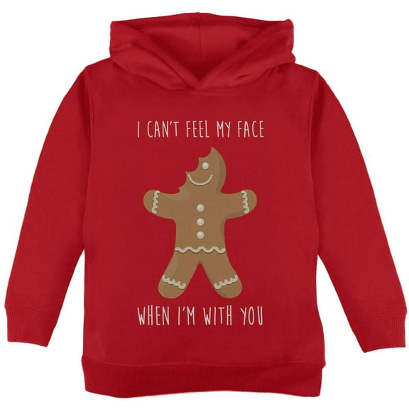 Christmas Gingerbread Man Can't Feel My Face Toddler Hoodie Red 2T