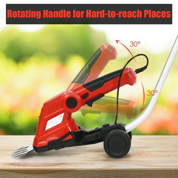 Costway 7.2V Cordless Grass Shear Shrub Trimmer w Blades Wheeled
