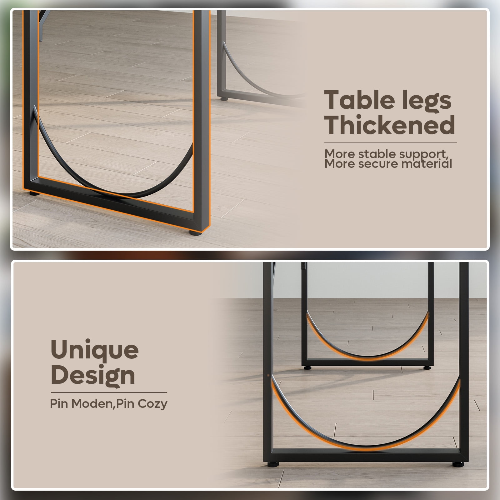 Pinmoco 63" Executive Desk, Lager Writing Desk with Metal Frame, Home and Office, Black with Walnut