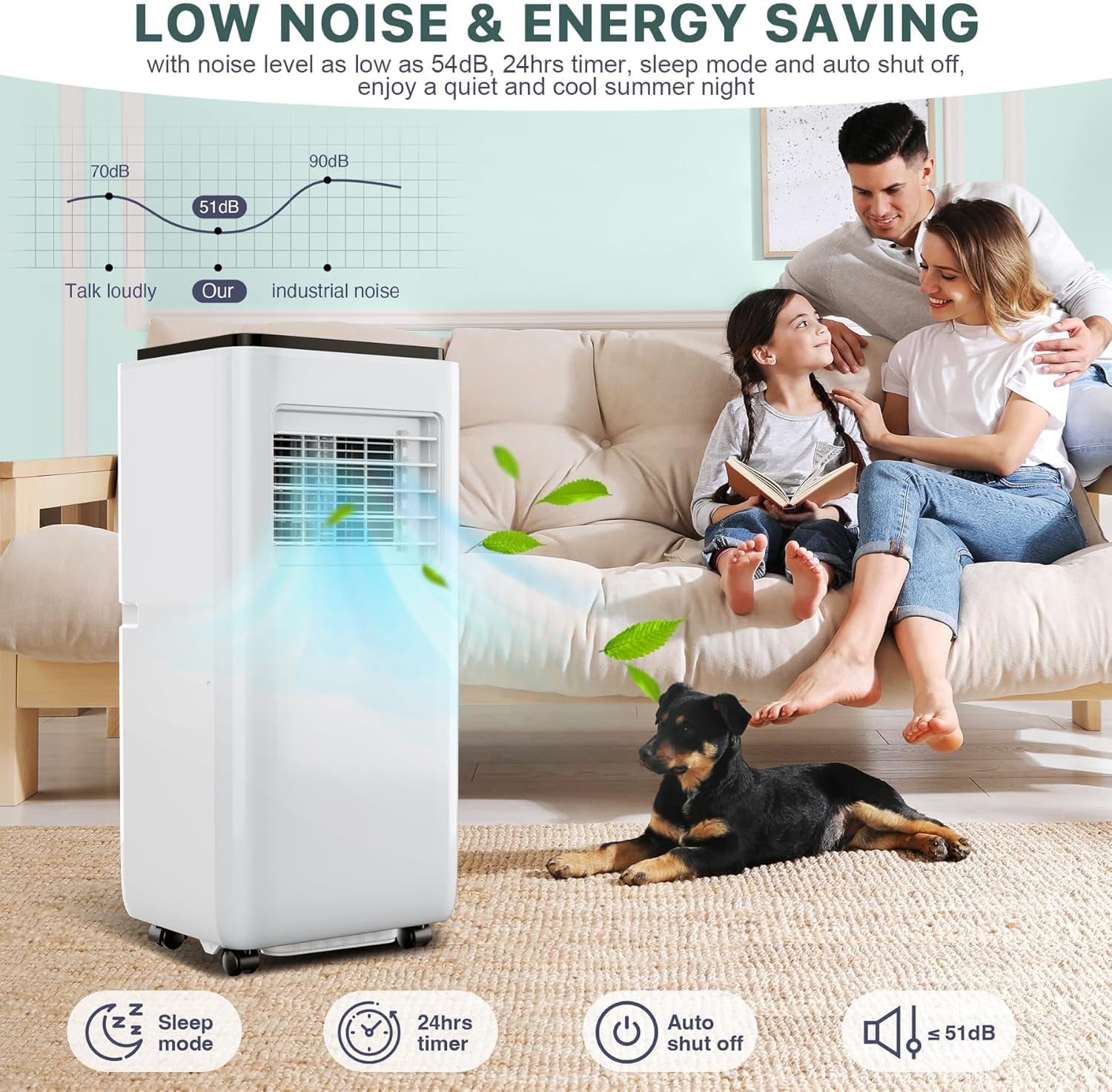 10000 BTU Portable Air Conditioner 3 - in - 1 Multifunctional Unit with Remote Control, Ideal for Cooling 450 Sq.Ft Areas in Homes and Offices, Compact Design with Easy Mobility