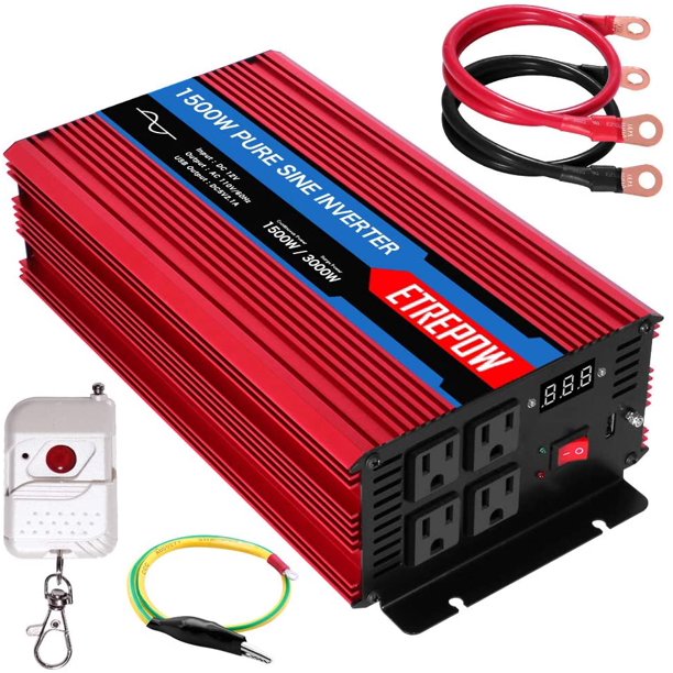 Etrepow 2000 Watt 4000 Watt Pure Sine Wave Power Inverter 24v Dc To 110v Ac Power Converter Wireless Remote Control Car Inverter For 4 Ac Sockets And 2 1a Usb Port Walmart Com Walmart Com