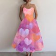 thumbnail image 4 of Women's A-line Dress Casual Fashion Valentine's Day Heart Print Off-Shoulder Sleeveless Dress Purple Pink M, 4 of 4
