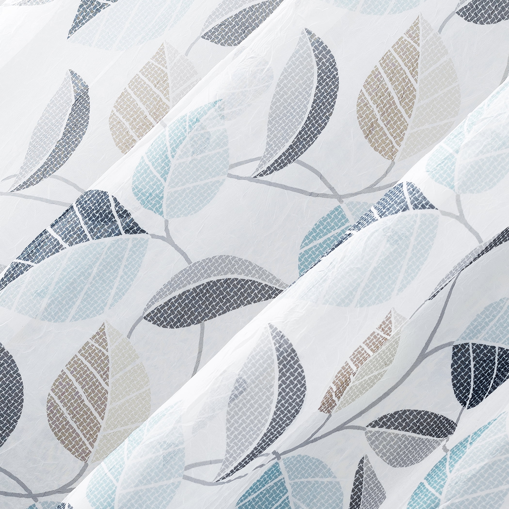 No. 918 Jamie Leaf Print Sheer Rod Pocket Curtain Panel, 51"x63", Multicolored