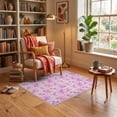 thumbnail image 3 of ODIKA 3'x5' Ultra-Soft Throw Mat, Checkered Purple Playful Squares Boho Charm Bold Checkerboard Pink Flowing None Washable, Bare feet friendly, Easy Care Indoor rug for Bedside, Vanity, 3 of 7