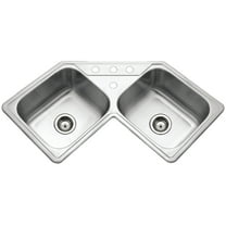 Houzer Legend 32 in Stainless Steel Topmount 50/50 Double Bowl Corner Kitchen Sink with Strainer - LCR-3221-1