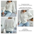 thumbnail image 5 of Women Knit Sweater Lantern Sleeve Round Neck Soft Breathable Loose Fit Lady Casual Top for Autumn Winter White M, 5 of 6