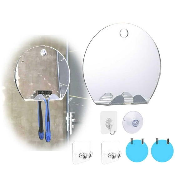 Shatterproof Acrylic Shower Shaving Makeup Mirror, with Hook Wall Hanging Travel Bathroom Anti Fog Mirror Lightweight Oval